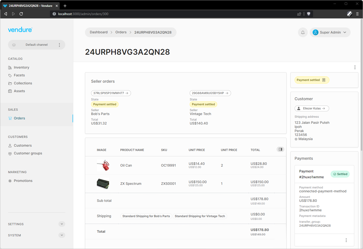 The Admin UI Aggregate Order screen